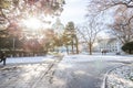 VIENNA, AUSTRIA - 8, JANUARY. Vienna street view on a sunny winter day, unknown people walking, taken in winter 2016.