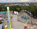 Aerial view of the Bohemian Prater park from the giant Ferris wheel. Vienna, Austria Royalty Free Stock Photo