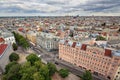 Aerial view from the observation deck of the Flack tower at the Esterhazy park and Gumpendorfer street. Mariahilf district, Vienna