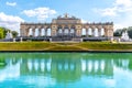 VIENNA, AUSTRIA - 23 JULY, 2019: The Gloriette in Schonbrunn Palace Gardens, Vienna, Austria. Front view and water Royalty Free Stock Photo