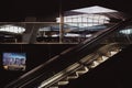 Vienna, Austria - July 28, 2018: Interior amazing Hauptbahnhof train station in sunny day, reflection