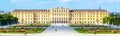 VIENNA, AUSTRIA - 23 JULY, 2019: Schonbrunn Palace, German: Schloss Schonbrunn, and Great Parterre - French Garden with