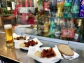 Sliced Vienna sausage served with mustard and bread at Zum goldenen WÃÂ¼rstel sausage stand in Vienna, Austria Royalty Free Stock Photo