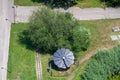 Austria, Vienna, Smartflower, autonomous photovoltaic solar power system in a garden.