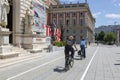 Vienna, Austria - June 13, 2023: Bike path in front of the Vienna Kunstlerhaus