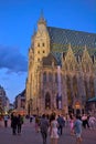 Evening view of St. Stephens Cathedral in Vienna with stone carvings. Royalty Free Stock Photo