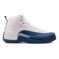 Nike Air Jordan 12 Retro metallic silver and french blue sneaker isolated on white background
