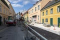 Repair work on one of the streets in the center