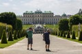 Tourists explore the sights of the Belvedere in Vienna