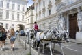 Walking cart with horses on Josefsplatz Square in Vienna