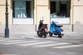 Mopeds parked on the street