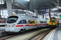 VIENNA, AUSTRIA - MAY 27: The Intercity-Express  Deutsche Bahn ICE train on main railway station of Vienna Wien Hauptbahnhof Royalty Free Stock Photo