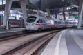 VIENNA, AUSTRIA - MAY 27: The Intercity-Express  Deutsche Bahn ICE train on main railway station of Vienna Wien Hauptbahnhof Royalty Free Stock Photo