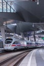 VIENNA, AUSTRIA - MAY 27: The Intercity-Express  Deutsche Bahn ICE train on main railway station of Vienna Wien Hauptbahnhof Royalty Free Stock Photo