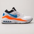 Nike Air Max 93 white, black, orange and blue sneaker