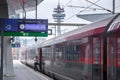 VIENNA, AUSTRIA - MAY 27: The steward of train to Vienna - Innsbruck - Zurich before departure. The platform of main railway