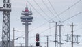 VIENNA, AUSTRIA - MAY 27: View of the telecommunication tower A1 Telekom Austria Group, from the platform of main railway station