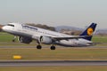Lufthansa Airbus A320neo D-AINC taking off in Vienna Schwechat Royalty Free Stock Photo