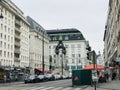 Landscape and architecture in the immediate vicinity of The Wedding Fountain at Hoher Markt in Veinna, Austria.