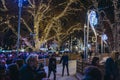 People ice-skating at Christmas World on Rathausplatz Christmas Market in Vienna, Austria Royalty Free Stock Photo