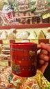 Red mug with mulled wine at traditional Christmas market in front of City hall Rathaus and Royalty Free Stock Photo