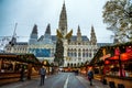 Traditional christmas market in front of the Rathaus City hall of Vienna, Austria Royalty Free Stock Photo