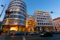 Modern architecture of old town at dusk