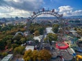 VIENNA, AUSTRIA - OCTOBER 07, 2016: The Giant Ferris Wheel. The Wiener Riesenrad. it was the world`s tallest extant Ferris wheel Royalty Free Stock Photo