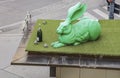 Vienna, Austria - October 2019: A green statue of hare or rabbit based on watercolour painting by Albrecht DÃÂ¼rer on the roof of Royalty Free Stock Photo