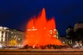 Night view of World War Fountain and Heroes Monument of Red Army on Schwarzenbergplatz Royalty Free Stock Photo