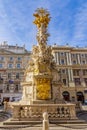 Vienna, Austria - October 2021: Plague Column Trinity column on Graben street