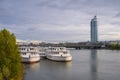 Ship Bertha von Suttner on Danube river, school in Vienna