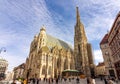 Vienna, Austria - October 2021: St. Stephen`s cathedral on Stephansplatz square