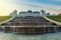 The upper Belvedere palace sunrise view with a beautiful fountain cascade