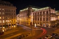 Vienna Opera House night view with traffic motion lights