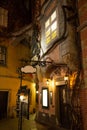 Vienna, Austria. Old narrow city lane by night