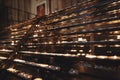 Vienna, Austria. rows of lit candles in the church. Royalty Free Stock Photo