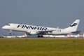 Finnair airplane landing at Vienna airport