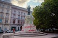 Vienna, Austria - 8 Sept 2020, statue with graffiti for black lives matter protest, slavery Royalty Free Stock Photo