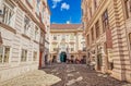 Narrow street buildings Jordangasse in Wien city center Royalty Free Stock Photo