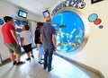 VIENNA, AUSTRIA - SEPTEMBER 8, 2017. Fisheye marine fishtank at Haus des Meeres zoo in Vienna, Austria