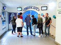 VIENNA, AUSTRIA - SEPTEMBER 8, 2017. Fisheye marine fishtank at Haus des Meeres zoo in Vienna, Austria