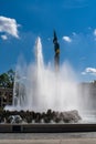 The fountain and statue of the Soviet War Memorial at Schwarzenbergplatz Square in Vienna Royalty Free Stock Photo