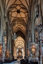 Gothic interior of roman catholic St. Stephen\'s (stephansdom) cathedral in Vienna, Austria Royalty Free Stock Photo