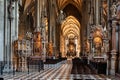 Gothic interior of roman catholic St. Stephen\'s (stephansdom) cathedral in Vienna, Austria Royalty Free Stock Photo