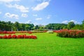 Great Parterre or landscaped green and flower garden area in Schronbrunn Palace grounds