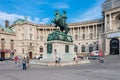 Vienna Hofburg Imperial Palace with the statue of Prince Eugene Francis of Savoy, Austria Royalty Free Stock Photo