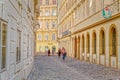 Narrow street buildings Jordangasse in Wien city center Royalty Free Stock Photo