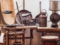 VIENNA, AUSTRIA - SEPTEMBER 8, 2017. Vintage dairy tools in Tirol House at the Schonbrunn zoo, Vienna, Austria.