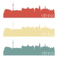 Vienna Austria Skyline Silhouette City Famous Vector Vintage Color Set Design logo Clipart Illustration. Royalty Free Stock Photo